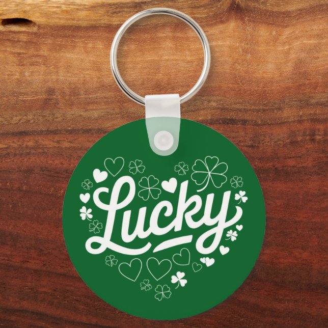 Llavero St Patrick's Day Heart Lucky Clover Shamrock (Anverso)