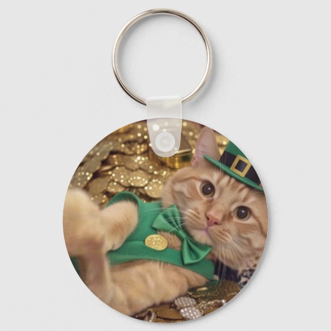 Llavero St Patrick's Day Leprechaun Cat Keychain (Anverso)