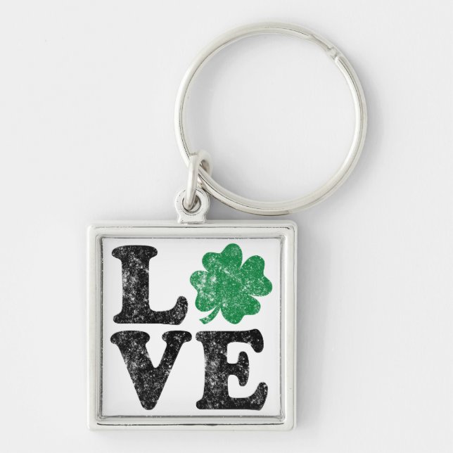Llavero St Patrick's Day LOVE Shamrock Irish (Frente)