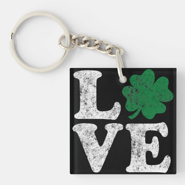 Llavero St Patrick's Day LOVE Shamrock Irish (Frente)