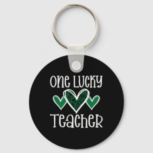 Llavero St. Patricks Day Lucky Teacher Leopard Print Heart