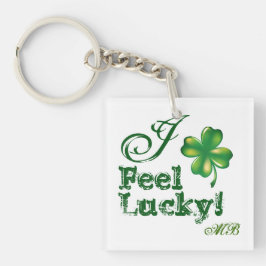 Llavero St. Patrick's Day Monogram I Feel Lucky, Shamrock