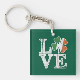Llavero St Patrics Day Love Lucky Irish Shamrock Green