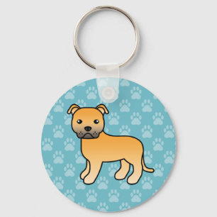 Llavero Staffordshire Bull Terrier cervato sobre azul