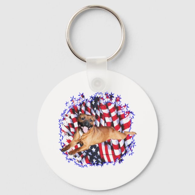 Llavero Staffordshire Bull Terrier Patriot (Anverso)