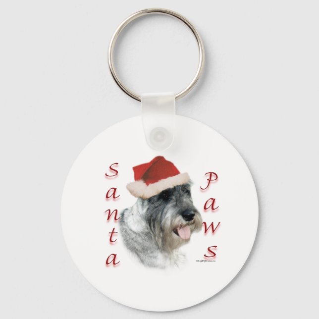 Llavero Standard Schnauzer Santa Paws (Anverso)