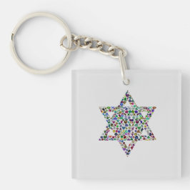 Llavero Star of David made with Gemstones in All Colors
