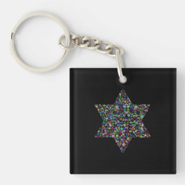 Llavero Star of David made with Gemstones in All Colors