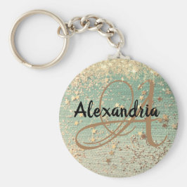 Llavero Stardust de oro en Sea Green