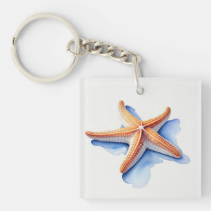 Llavero Starfish and Blue Silhouette