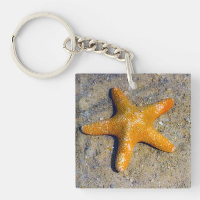 Llavero Starfish in the Sand Beach Theme Personalizado Tex (Frente)