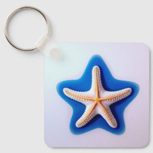 Llavero Starfish naranja en azul