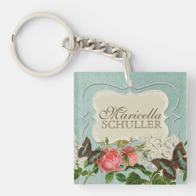 Llavero Stargazer vintage Lily Rosa Mariposa en Hydrangea (Frente)