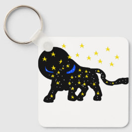 Llavero Starry Galaxy Bull Keychain – Modern Zodiac‑Style 