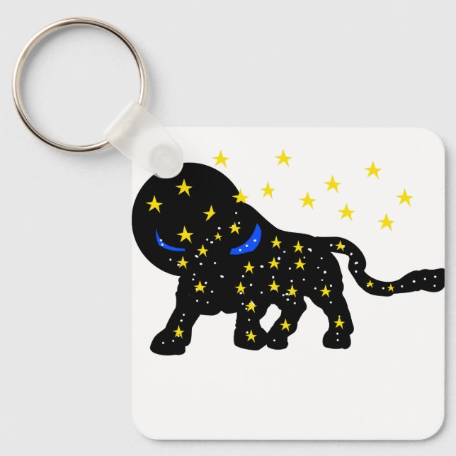 Llavero Starry Galaxy Bull Keychain – Modern Zodiac‑Style  (Anverso)
