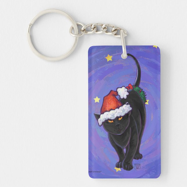 Llavero Starry Night Black Cat Navidades (Frente)
