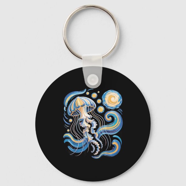 Llavero Starry night van gogh jellyfish scuba diving surf (Anverso)