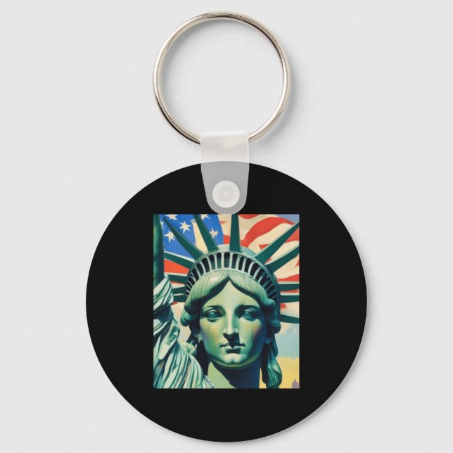 Llavero Statue Of Liberty American Flag Art New York T Shi (Anverso)