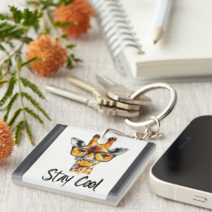 Llavero Stay Guay - Giraffe con Ilustracion de gafas de so