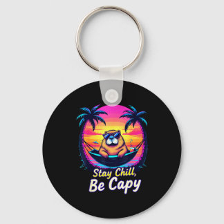 Llavero Stay Retro Chill Be Capy Capybara Sunset Beach Gro