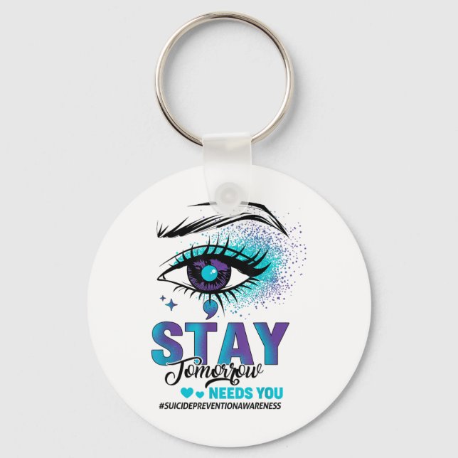 Llavero Stay Suicide Prevention Awareness Teal Purple Eye  (Anverso)