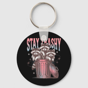 Llavero Stay Trashy Humor Raccoon Retro Tema Raccoon Mem