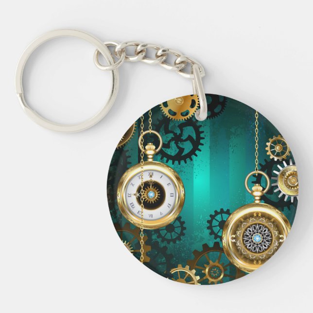 Llavero Steampunk Jewelry Watch sobre un fondo verde (Frente)