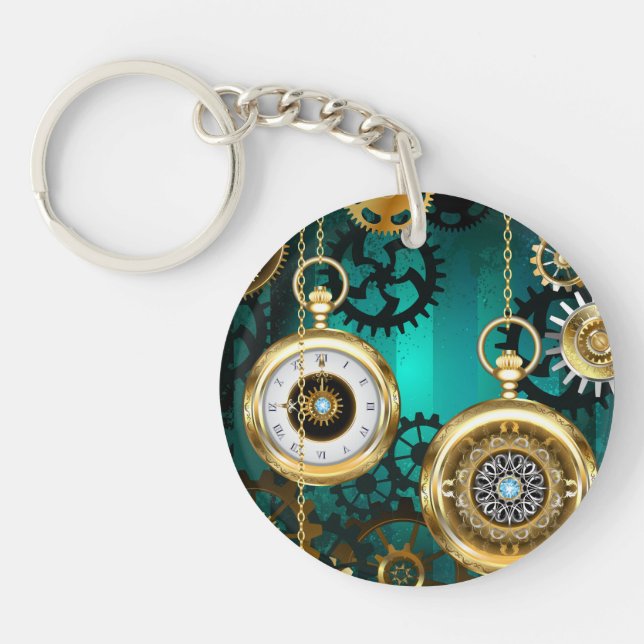 Llavero Steampunk Jewelry Watch sobre un fondo verde (Frente)
