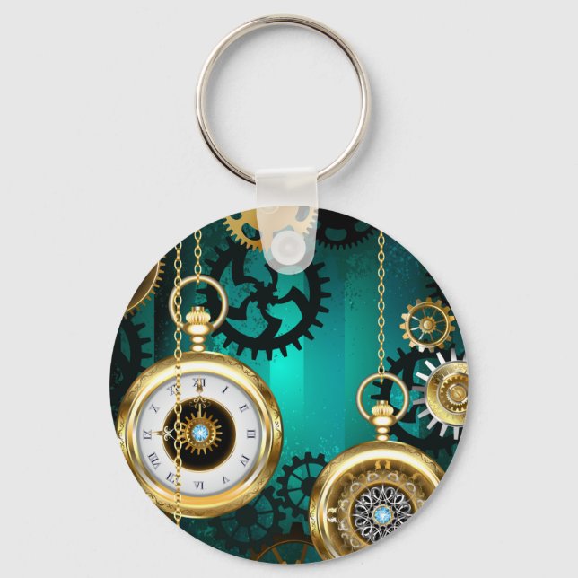 Llavero Steampunk Jewelry Watch sobre un fondo verde (Anverso)