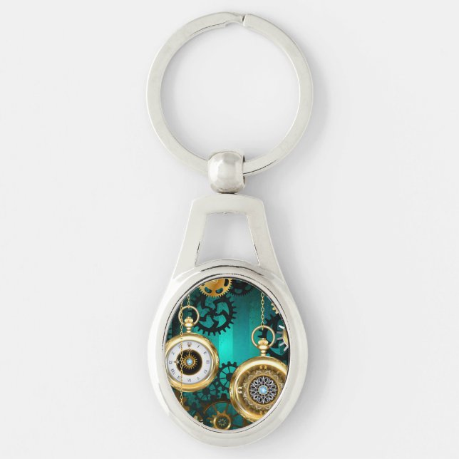 Llavero Steampunk Jewelry Watch sobre un fondo verde (Anverso)