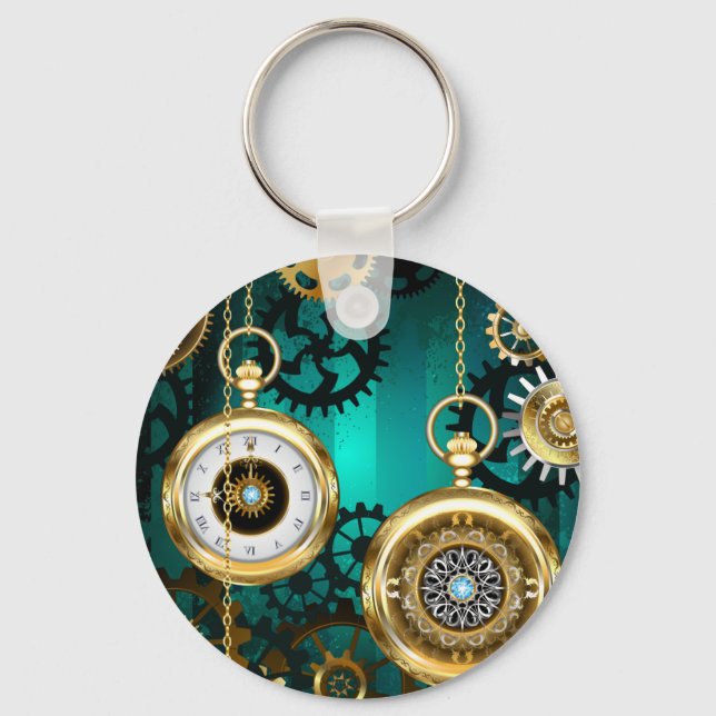 Llavero Steampunk Jewelry Watch sobre un fondo verde (Anverso)