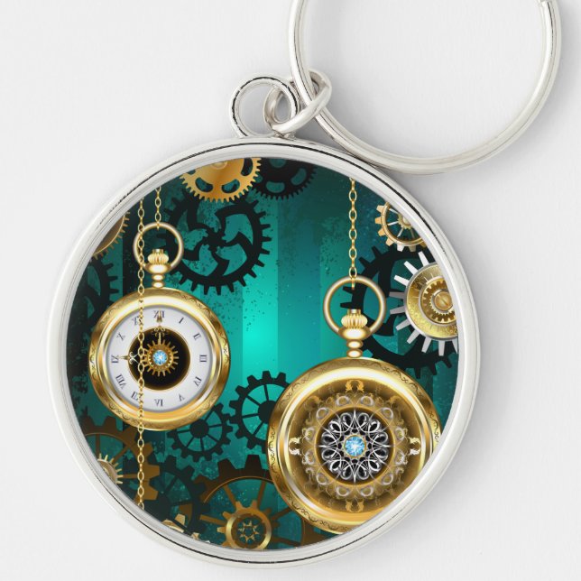 Llavero Steampunk Jewelry Watch sobre un fondo verde (Frente)