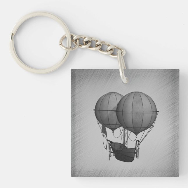 Llavero Steampunk Silver Hot Air Balloons with Ship (Frente)