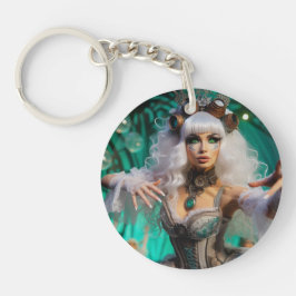 Llavero Steampunk Victorian Futurista Bailarina Verde