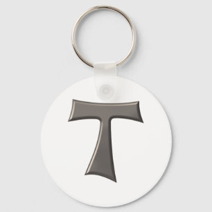 Llavero Steel Gray Look Franciscan Tau Cross