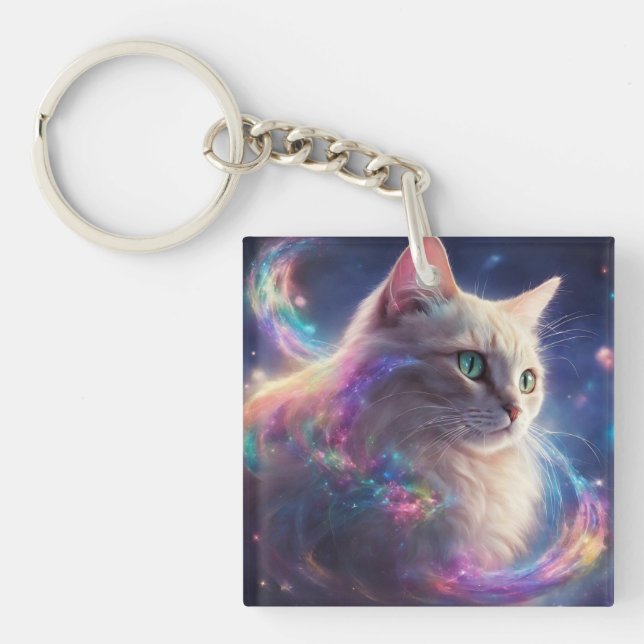 Llavero Stellar Kitty - arte de gatos cósmico (Frente)