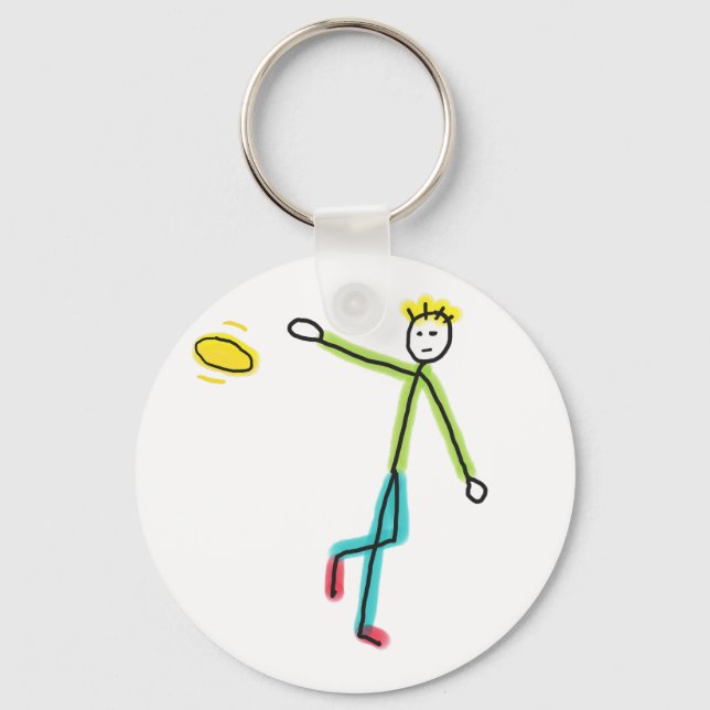 Llavero Stickman Lanzando Frisbee (Anverso)