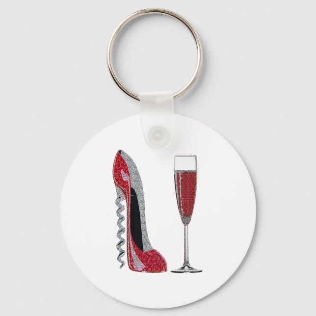 Llavero Stiletto rojo Corkbolt y arte de vino rojo (Anverso)