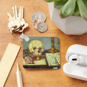 Llavero Still Life w Skull, Candle, Libro de Paul Cezanne