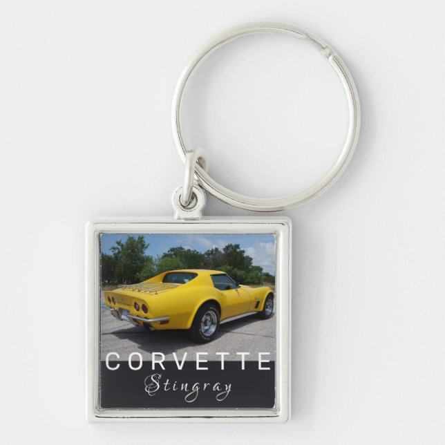 Llavero Stingray C3, Corvette clásico amarillo de 1973 (Frente)