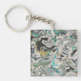 Llavero Stone Marbling with Turquoise Veins Square Acrylic