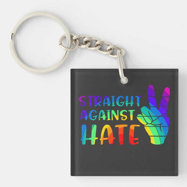 Llavero Straight Against Hate - LGBTQ+ Ally Pride (Frente)