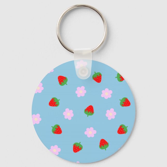 Llavero Strawberries & Flowers (Anverso)