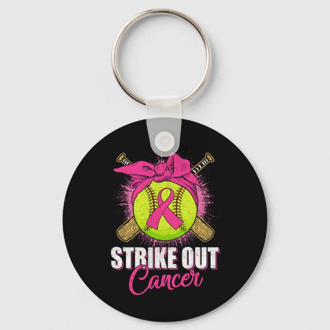Llavero Strike Out Breast Cancer Awareness Softll Pink Rib (Anverso)