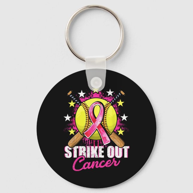 Llavero Strike Out Breast Cancer Warrior Softll Pink Ribbo (Anverso)