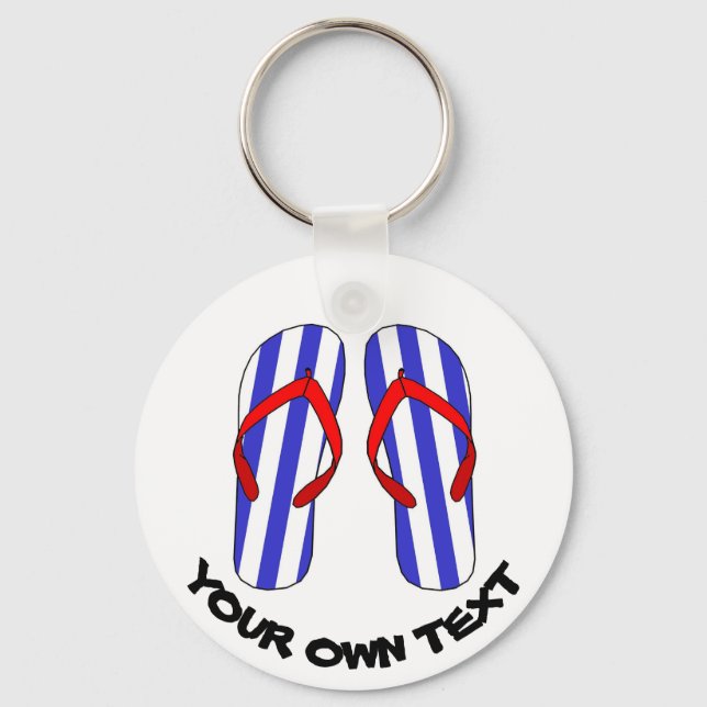 Llavero Stripey Flip Flops Beach Sandles Personalizado Tex (Anverso)