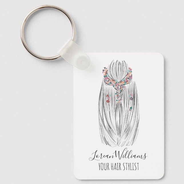 Llavero Stylish Pastel Hair Stylist Braid Hairstyle QR  (Anverso)