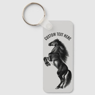 Llavero Su cadena de texto con el jugoso caballo salvaje n