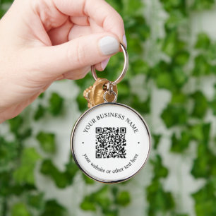 Llavero Su código QR cargado más texto circular editable