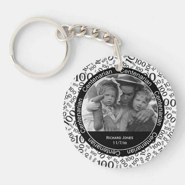 Llavero Su foto - favor centenario del negro/blanco de (Frente)